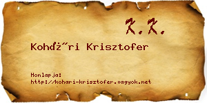 Kohári Krisztofer névjegykártya
