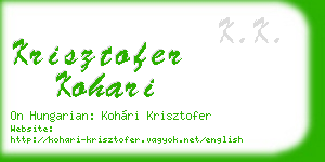 krisztofer kohari business card